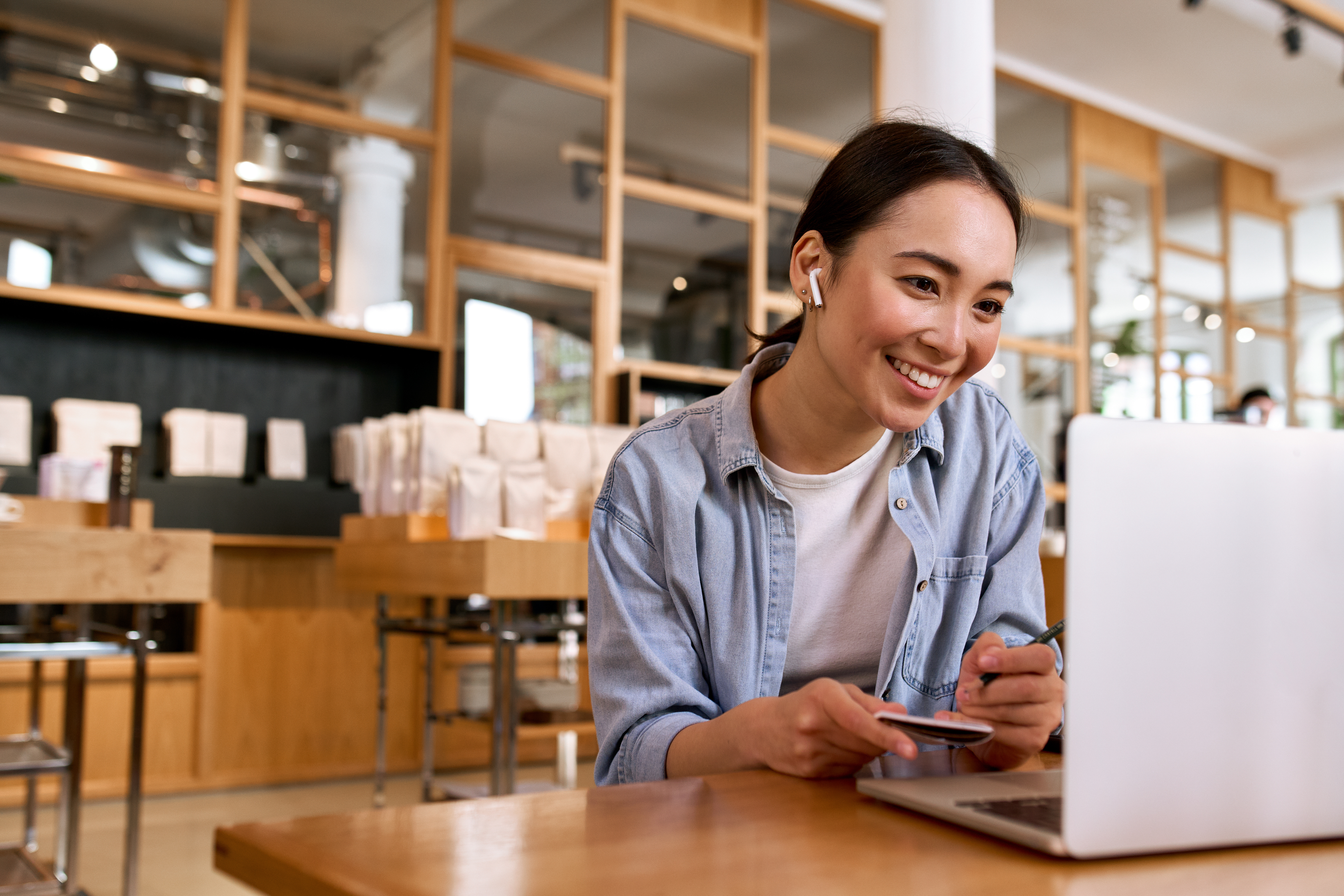 Fractional remote employee working on laptop